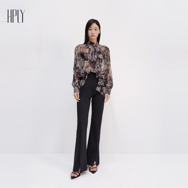 HPLY 25 summer ໃຫມ່ຂອງແມ່ຍິງ mulberry silk ພິມເສື້ອ commuter ອ່ອນແລະ elegant