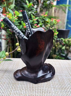 大红酸枝整木雕百财笔筒摆件交趾黄檀红木白菜工艺品家居送礼实拍