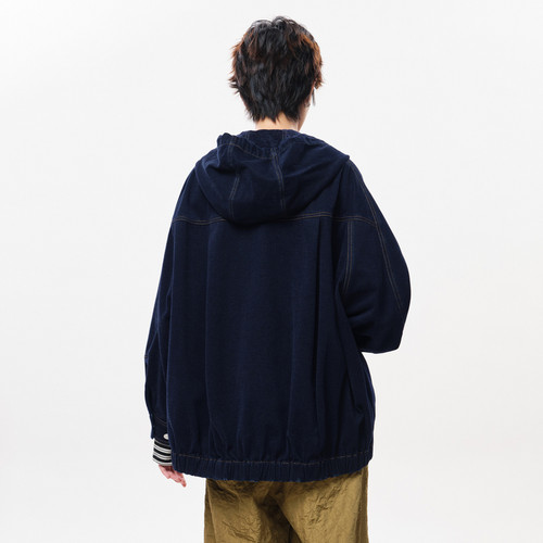 MOVEUP幻走2025冬季新款.FUN系列连帽口袋脚口收丈根牛仔外套女 - 图1