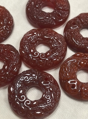 天然玛瑙玉石项坠貔貅吊坠男女款龙纹雕刻貔貅平安扣红白玛瑙饰品