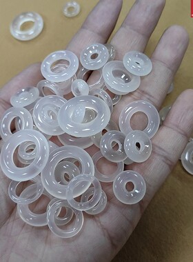 10-25mm白玛瑙圈圈圆环白冰玉髓面包圈甜甜圈 冰透平安扣diy配件