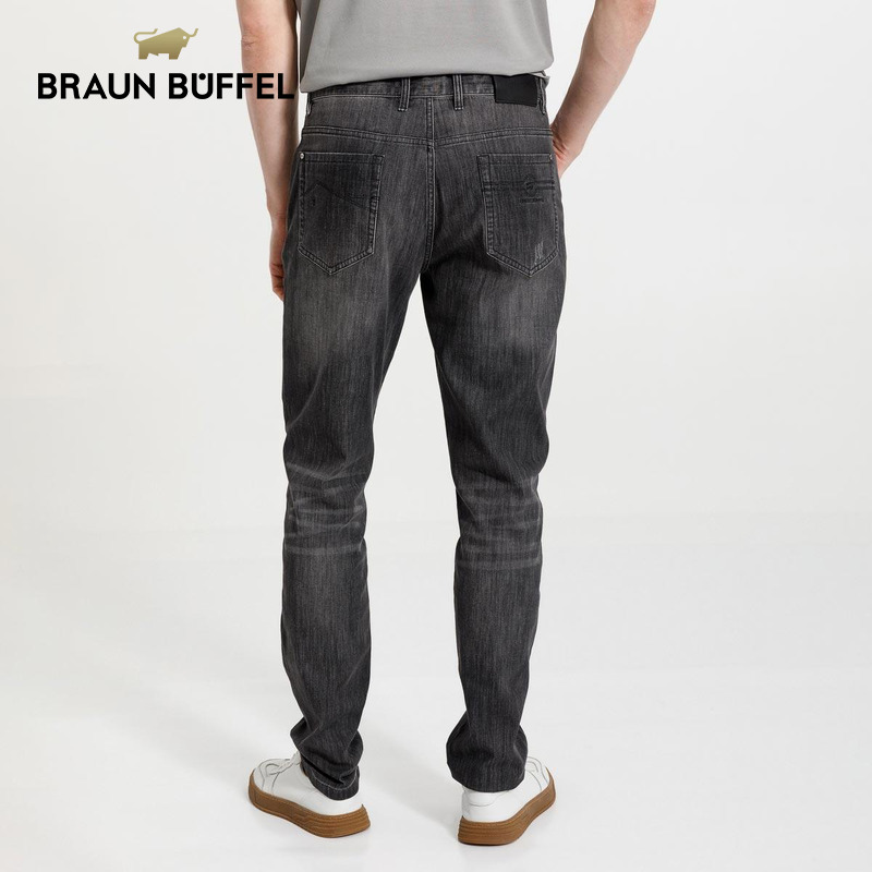 BRAUN BUFFEL/布兰施男士轻奢牛仔裤时尚通勤百搭直筒裤长裤