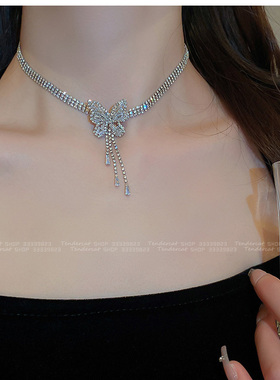 满钻蝴蝶项链金玟庭同款水钻链