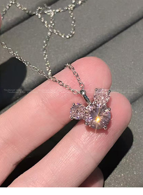 蝴蝶结玫瑰花朵装饰珍珠串项链