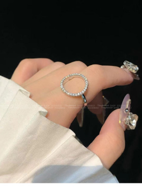 韩国INS风百搭水钻圆环O形戒指