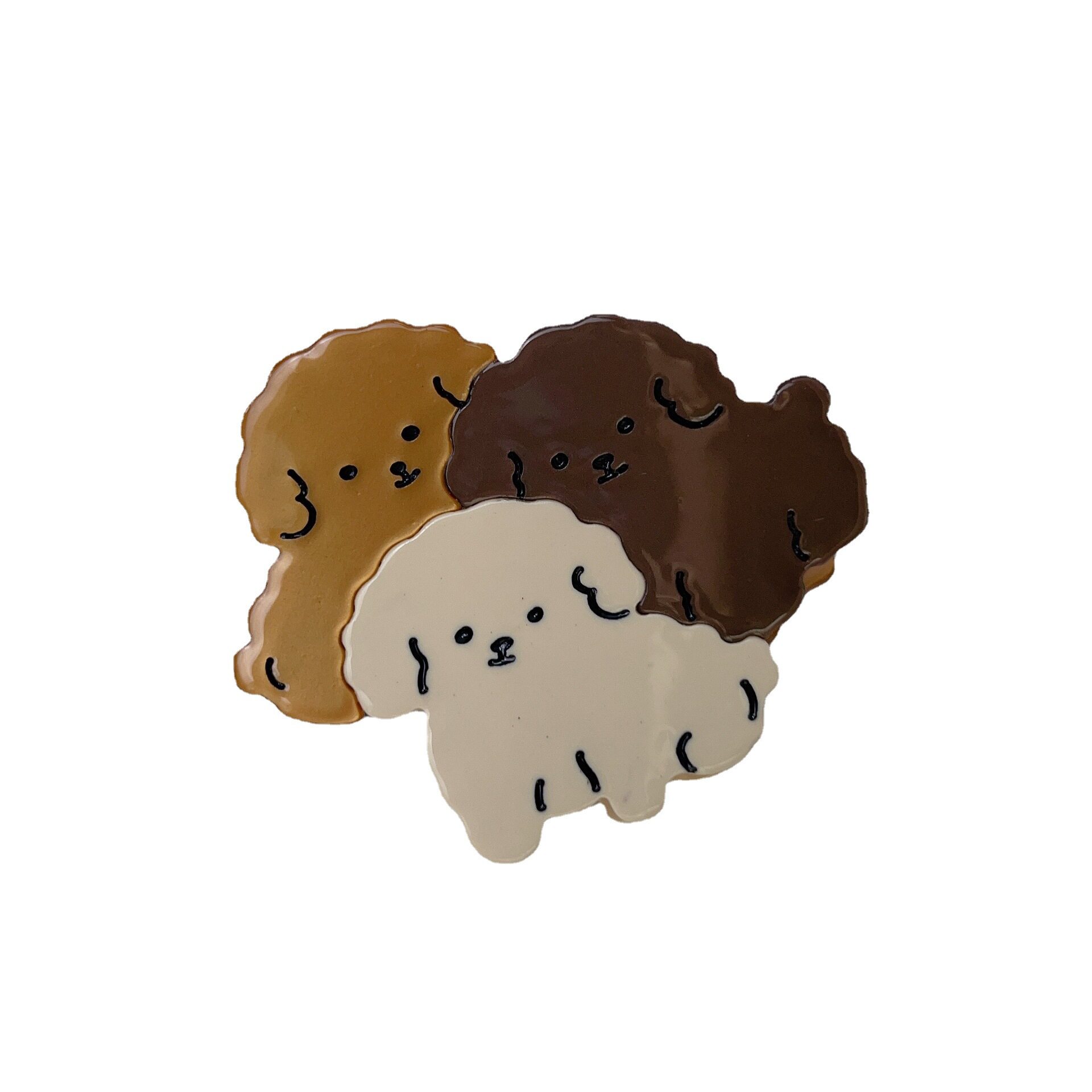 Puppy hair Clamp 俏皮可爱三色奶油色小狗鲨鱼夹醋酸抓夹