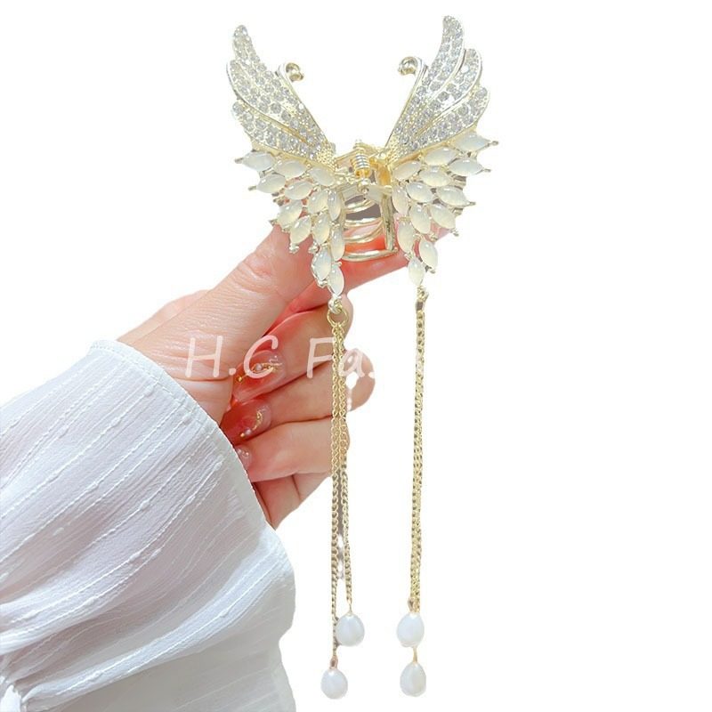 仙女缕空镶钻珍珠蝴蝶流苏爪夹夏季金属发夹女后脑勺束发卡发抓夹,淘宝优惠券,粉丝福利购,淘宝优惠卷