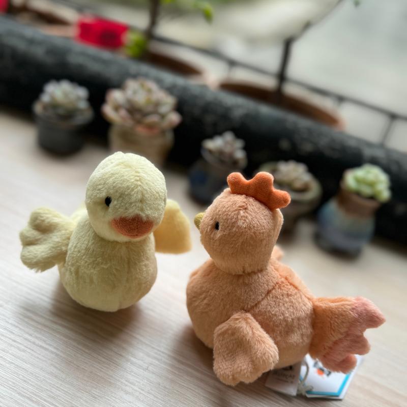 英国Jellycat Fluffy Chicken/Duck 毛绒鸡 毛绒鸭毛绒绒玩偶公仔 - 图1