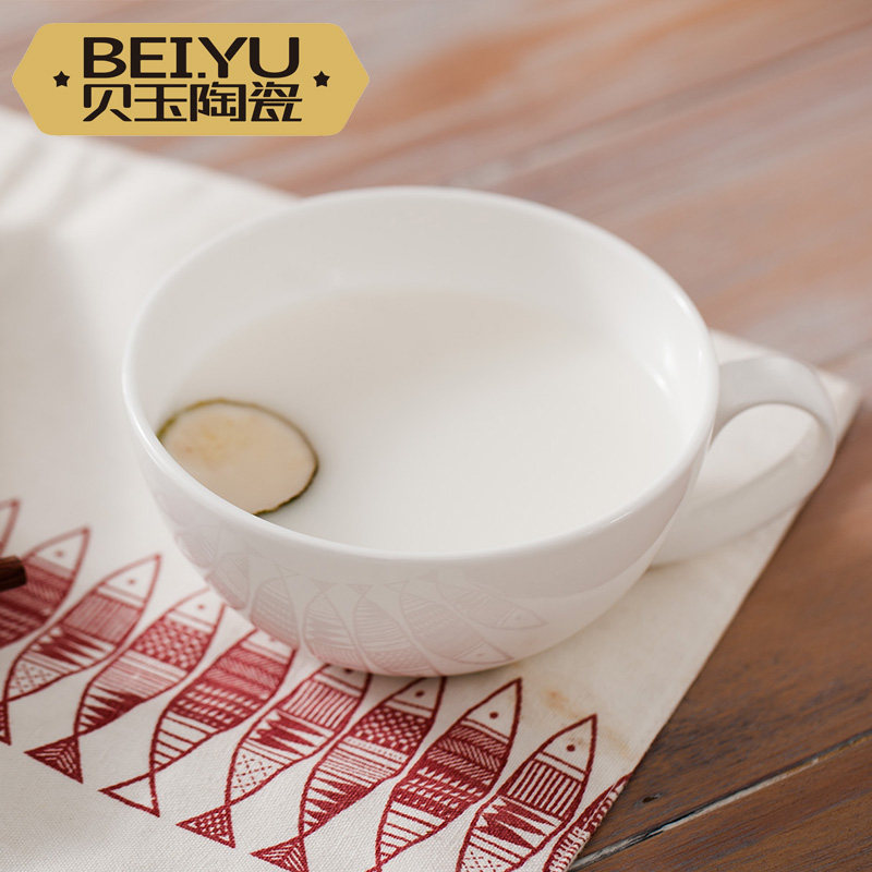 纯白陶瓷大号早餐杯大容量牛奶杯子咖啡杯酸奶杯创意燕麦杯麦片杯,淘宝优惠券,粉丝福利购,淘宝优惠卷