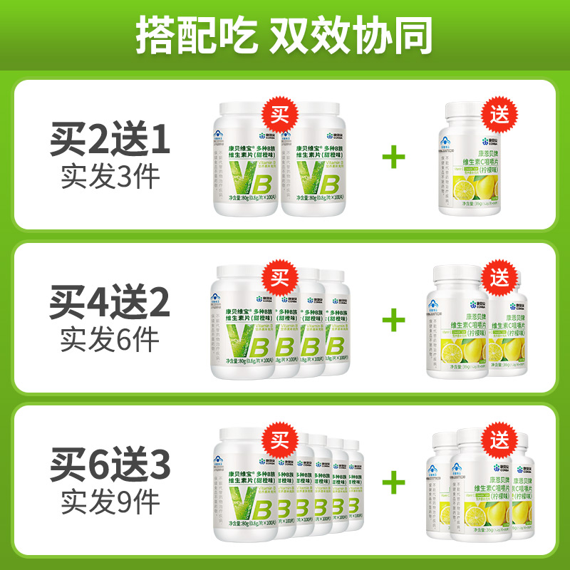 康恩贝保健品专营店康恩贝B族维生素片多种维生素b复合b1b6B2b12男女性vb0