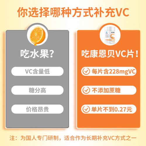 3种口味康恩贝维生素C咀嚼片VC片复合多种b族维C含片ve正品保健品 - 图1