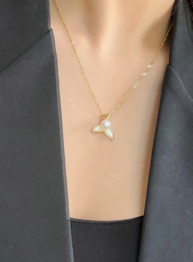 STANDii手作 欧美人鱼珍珠项链甜美气质复古新款毛衣链ins