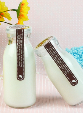 耐高温250ml牛奶瓶玻璃奶瓶鲜奶瓶饮料果汁瓶奶吧瓶烘焙模具瓶