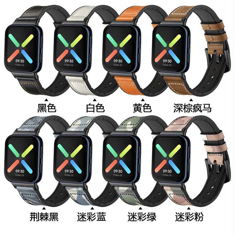 oppowatch2表带oppo手表表带1/2/3代OPPO Watch2替换腕带42真皮智能手表带官方原装硅胶男女款46mm金属连接器 - 图1