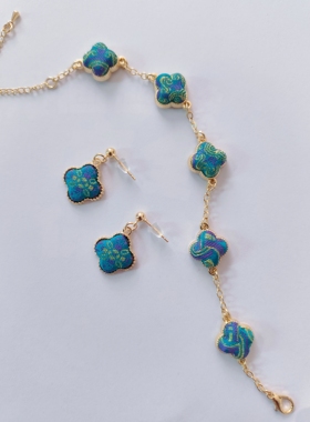 名家宋锦桑蚕丝手工发夹发簪钗子上久楷蓝定胜新中式国风