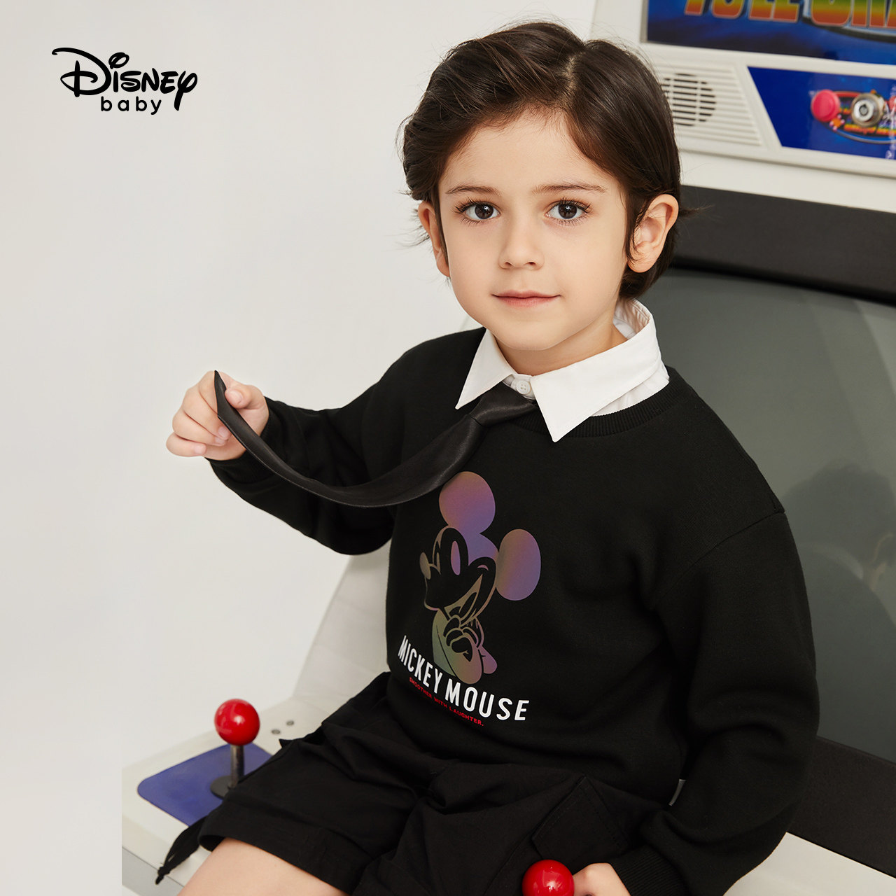 迪士尼童装亲子装黑色时尚米奇卫衣 disneybaby亲子装/亲子时装