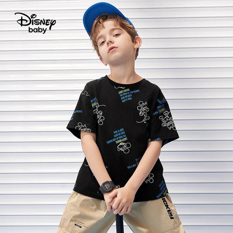 迪士尼童装男童短袖t恤纯棉打底衫 disneybabyT恤