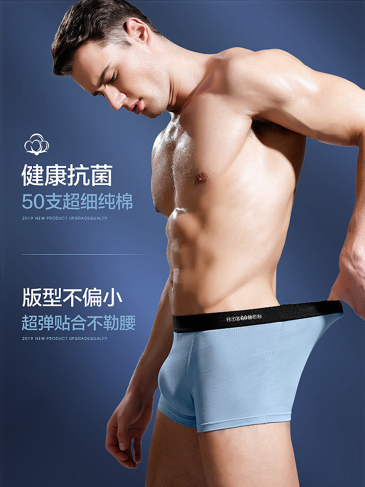 恒源祥纯棉男士抗菌平角大码头内裤 恒源祥内衣内裤
