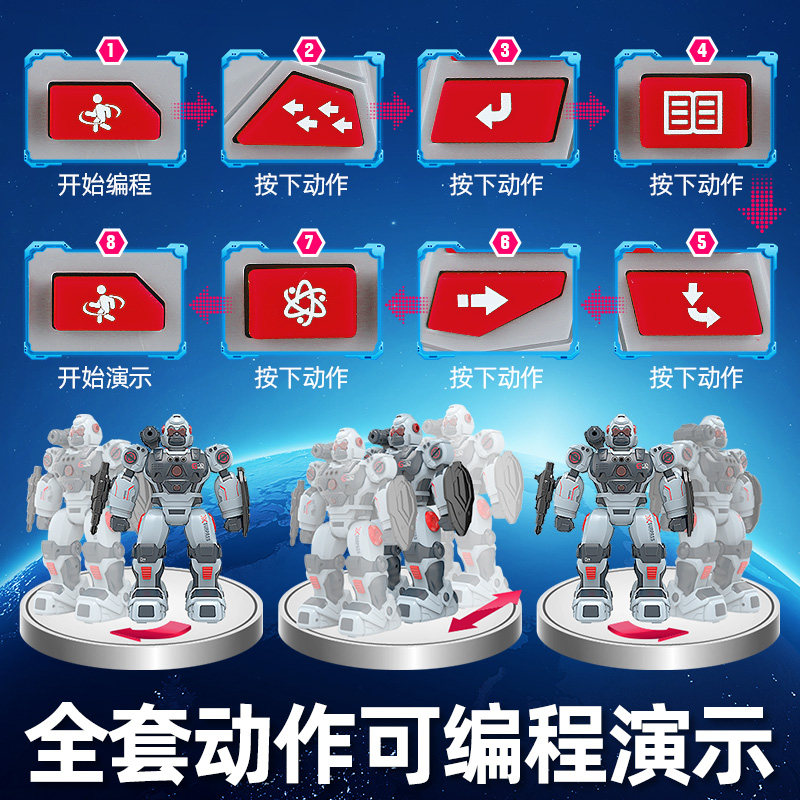 喷雾遥控机器人智能编程多功能玩具 酷爱玩具电动/遥控机器人