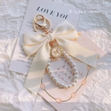 Оригинальный кремовый брелок с бантиком из жемчуга, брендовая подвеска