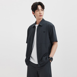 [可机洗]七匹狼短袖衬衫式夹克2026夏季新款休闲百搭透气抗紫外线