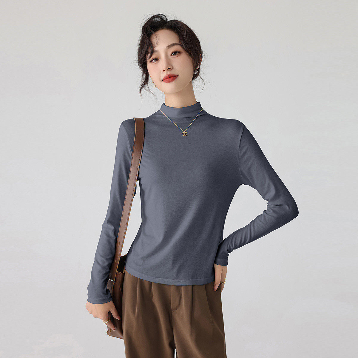 one more半高领长袖修身打底衫女2025冬新款内搭紧身纯色上衣t恤,淘宝优惠券,粉丝福利购,淘宝优惠卷