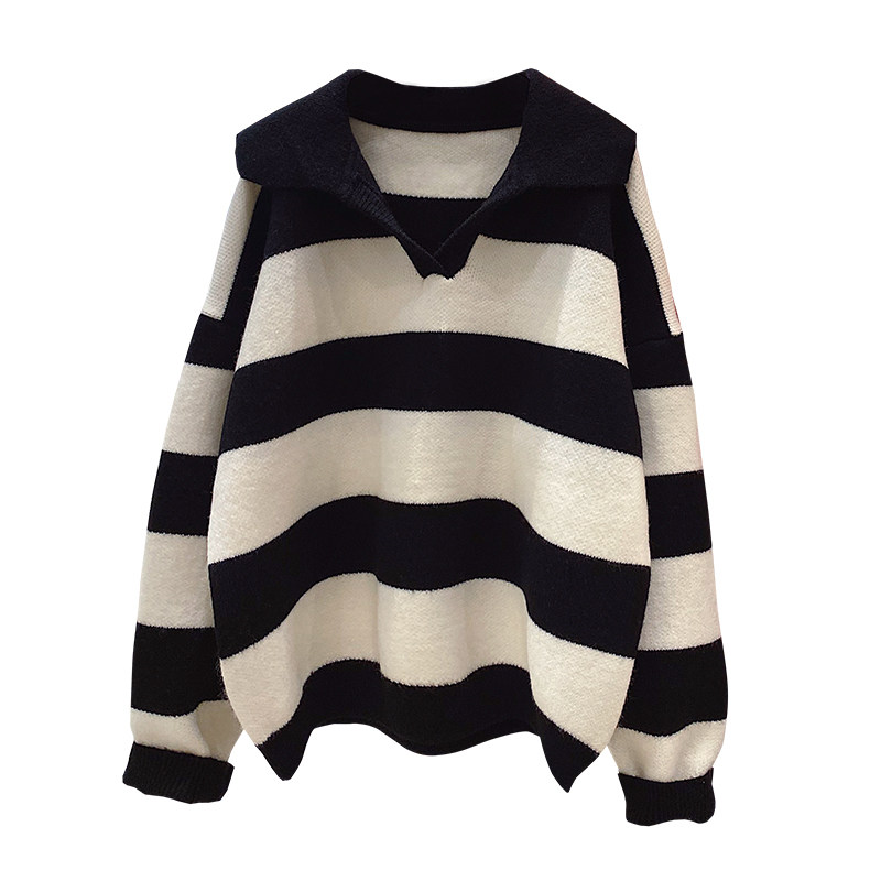 条纹宽松2020年新款秋冬外穿风毛衣 蒂拉格慕毛衣