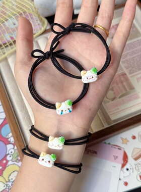 猫咪发绳情侣手链少女橡皮筋女扎头绳可爱发圈高弹力发饰卡通皮套