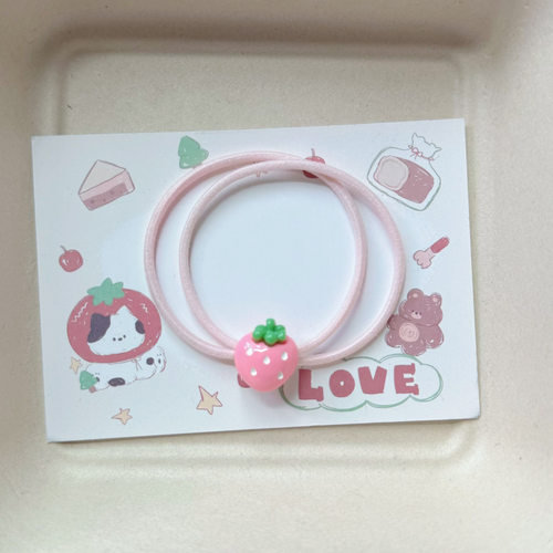 粉色草莓小皮筋可爱发绳扎头绳女高弹力发饰网红发圈送男朋友手链 - 图3