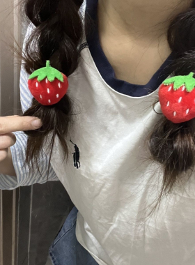 草莓粉色红色发圈甜妹日系头绳双马尾橡皮筋女扎发绳可爱发饰女童
