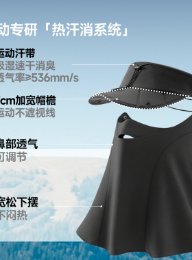 蕉下男士运动护颈防晒帽檐口罩