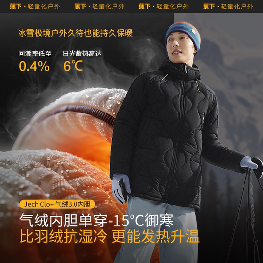 Jiaoxia Herren mittellange Air-Fleece-Jacke LS91624, warme, wasserdichte, warme Jacke, Bergsteiger-Wanderjacke