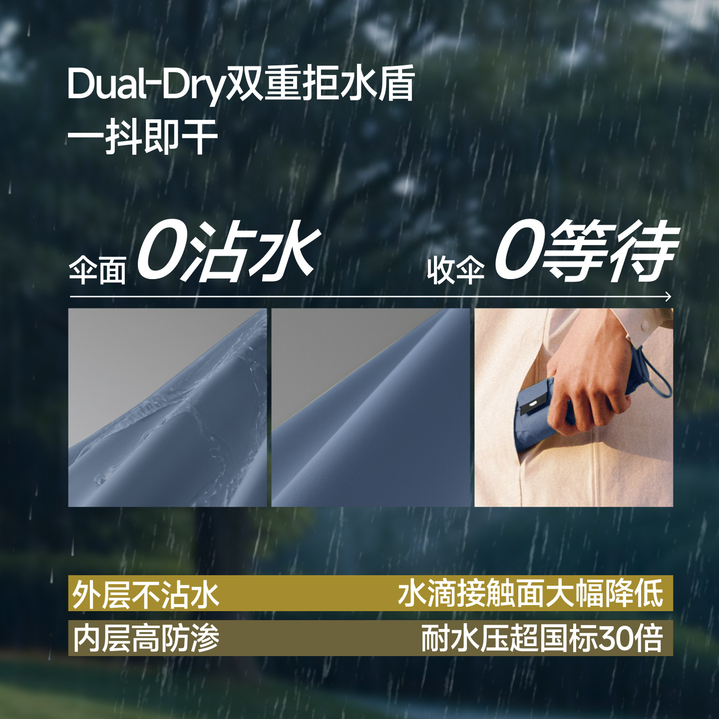 蕉下三折自动伞雨伞男女情侣加大加厚加固抗风暴晴雨两用折叠雨伞