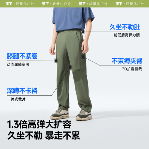 蕉下超透气休闲裤男士直筒宽松裤子夏季薄款AF910户外带风运动裤 - 图3