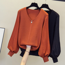 Export France Foreign Trade External Single Cut Tail Single Tail Stock Original Single Pick Up Leak Big Code Fall Sweater Stitch Sweatshirt Woman