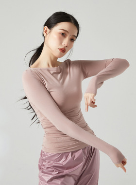 春夏舞蹈服女一字领长袖修身显瘦