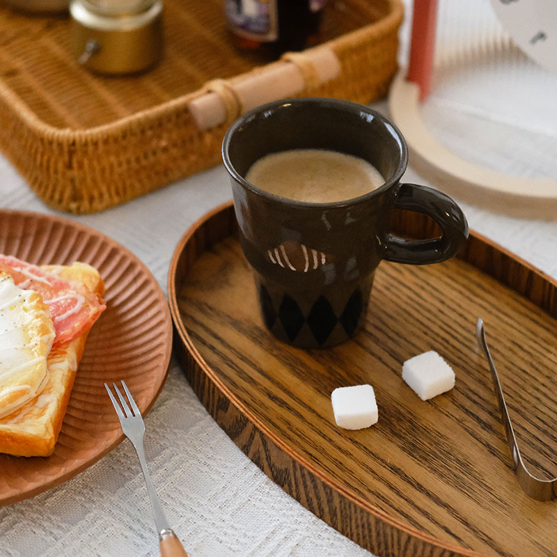 川谷原创面包系列黑陶杯子日式复古咖啡杯 - 图1