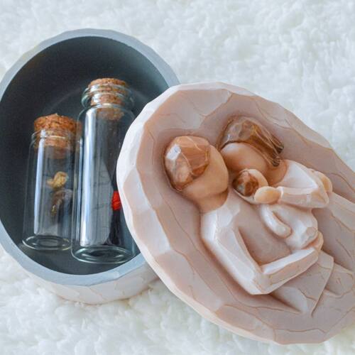 宝宝胎毛纪念品diy自制保存瓶婴儿肚脐带胎发收纳树脂摆件收藏盒 - 图0