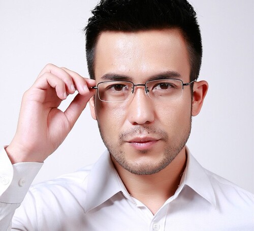 配眼镜金边近视镜超轻男中年金丝边镜框半框变色眼镜大脸老花镜 - 图0