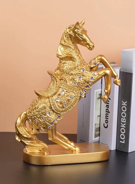欧式轻奢金色马摆件招财风水