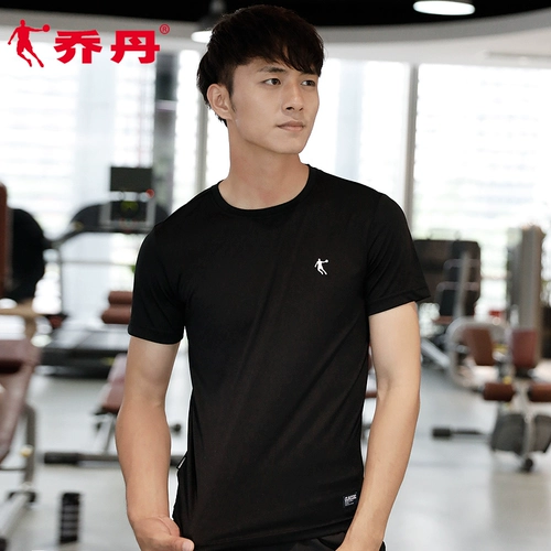 乔丹 Мужская летняя шелковая быстросохнущая спортивная футболка с круглым воротником, спортивный костюм, короткий рукав