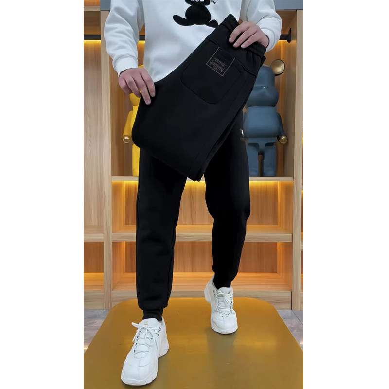 加绒韩版修身刺绣休闲裤男士秋冬季2025新款束脚运动卫裤男哈伦裤,淘宝优惠券,粉丝福利购,淘宝优惠卷