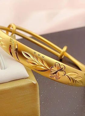 越南沙金宽面不掉色手镯送妈妈