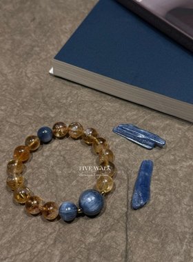 天然黄塔晶冰碎水晶蓝晶石手串手链能量水晶增好运黄水晶手串原創