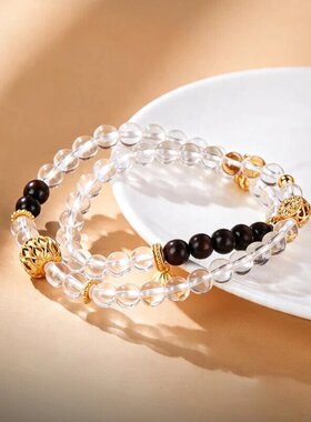【花开见佛】天然白水晶手串轻奢高档首饰小众高级感双圈手链女