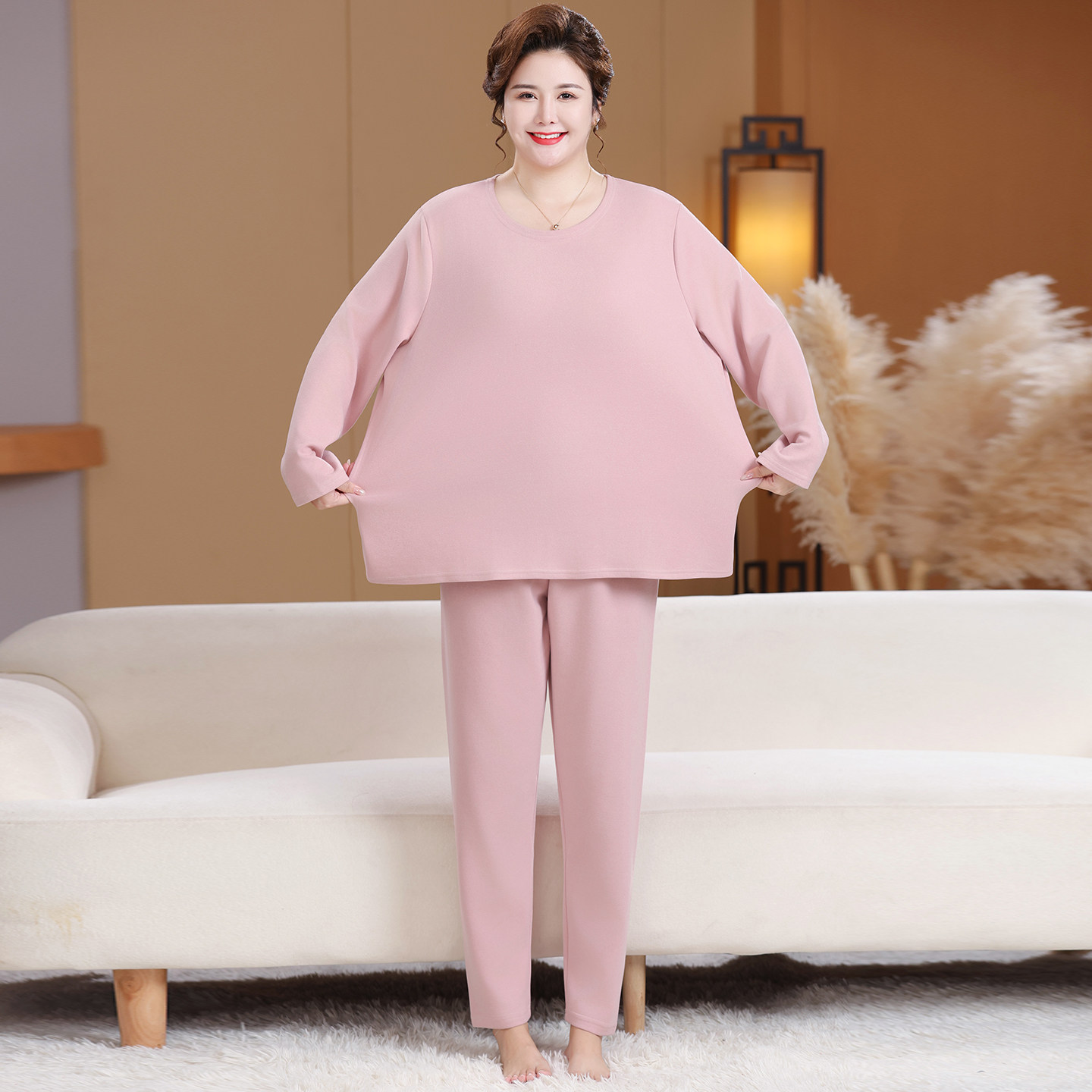 中老年人保暖内衣女纯棉秋衣秋裤套装女式打底珠花绒女士妈妈冬季,淘宝优惠券,粉丝福利购,淘宝优惠卷