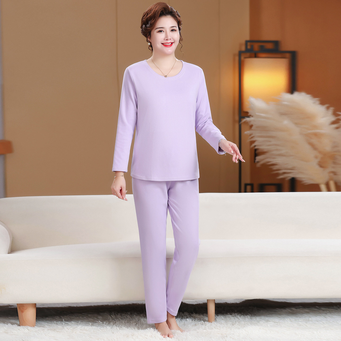 中老年人保暖内衣女纯棉秋衣秋裤套装女式打底珠花绒女士妈妈冬季,淘宝优惠券,粉丝福利购,淘宝优惠卷