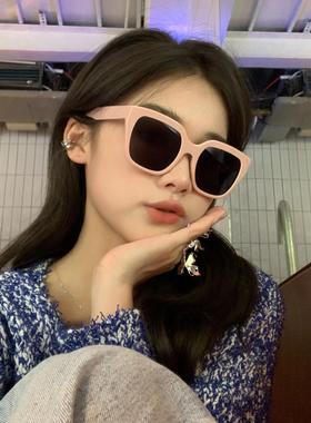 蔷薇粉色太阳镜女可配近视CE白色墨镜椭圆方框素颜复古大脸男遮阳