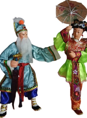 潮州手工艺纱丁 摆件 摆设用品 桃花过渡一对