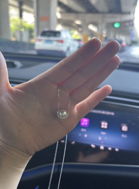 8-9mm半月S925纯银天然淡水珍珠项链女新款闪钻珍珠吊坠时尚百搭